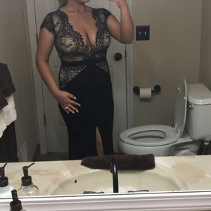 Black lace evening dress